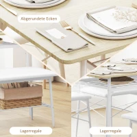 HOMCOM Eetset Eettafel met Bank en 2 Stoelen – Ruimtebesparende Keukentafelset met Opbergruimte voor 4 Personen – Eetkamermeubel voor Keuken, Eetkamer, Eiken(m-8)