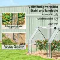 Outsunny Kas met ritsvenster, winterbestendige buiskas van staal 360 x 90 x 90 cm transparant(m-5)