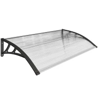 Outsunny Deurluifel/raamluifel, weersbestendig, transparant, aluminium stangen/polycarbonaat, 110 x 60 x 18 cm(m-1)