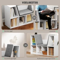 HOMCOM Boekenkast met Opbergbank, Vakkenkast voor Speelgoed en Boeken, voor Slaapkamer, 105 x 30 x 63 cm, Wit(m-5)