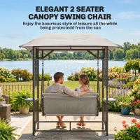 Outsunny Garden Texteline 2 Person Swing Chair-Beige(m-7)