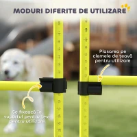 PawHut Set 4 Obstacole pentru Agility Dog, Antrenament Câini, Înălțime Reglabilă, cu Geantă de Transport, Galben(m-8)