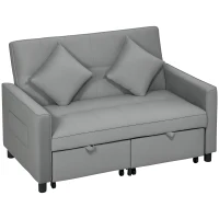HOMCOM 4-in-1 bank, verstelbare sofa, slaapbank, met kussens, stoffen bekleding, voor woonkamer, slaapkamer, grijs(m-11)