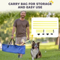 PawHut 4 Pieces Dog Agility Training Equipment, Adjustable Height Jumps Hurdle with Carrying Bag for Outdoor, Yellow(m-6)