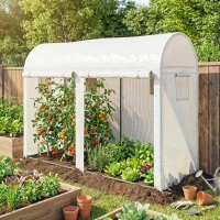 Outsunny Kas met ramen en deur, foliekas op stalen frame, 300x100x200 cm, wit(m-2)