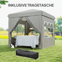 Outsunny 2,5 x 2,5 m Pop-up-Pavillon mit Seitenwänden und Tragetasche, UPF50+ höhenverstellbares Gartenzelt, Hellgrau(m-7)