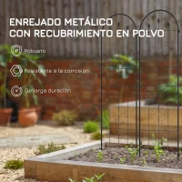 Outsunny Juego de 2 Enrejados de Jardín Soportes para Enredaderas de Acero para Flores Plantas en Patio 50x180 cm Negro(m-6)