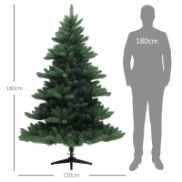 HOMCOM Kunstkerstboom 180 cm, Brede Kunstspar met 880 takken, Kerstboom met inklapbare stalen voet, Kerstdecoratie inclusief metalen standaard voor binnen(m-3)