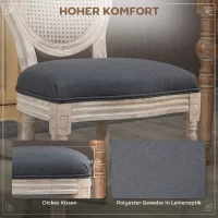 HOMCOM Küchenstühle im 2er-Set, weich gepolstert, Vintage-Design, Rattanoptik, Grau(m-5)