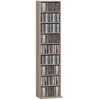 HOMCOM Estante para CDs e DVDs Suportes para CD Estreitos com 9 Compartimentos Prateleiras Ajustáveis 33x24x140 cm Madeira(m-11)