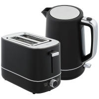 HOMCOM Set van 1,7 L waterkoker en broodrooster met 6 bruiningsstanden, Zwart/Staal
