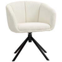 HOMCOM Fauteuil, Gestoffeerde Stoel met Comfortabele Zitschaal, Draaibaar, Knusse Bekleding, tot 120 kg, Crèmewit