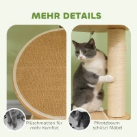 PawHut Plafondhoge krabpaal, anti-kantelbeveiliging, sisaltouwpaal, houtmateriaal, Eik+Crèmewit(m-6)