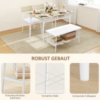 HOMCOM Eetset Eettafel met Bank en 2 Stoelen – Ruimtebesparende Keukentafelset met Opbergruimte voor 4 Personen – Eetkamermeubel voor Keuken, Eetkamer, Eiken(m-7)