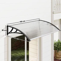 Outsunny Deurluifel/raamluifel, weersbestendig, transparant, aluminium stangen/polycarbonaat, 110 x 60 x 18 cm(m-3)