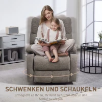 HOMCOM Relaxfauteuil met voetsteun, ligstoel, draaibaar, tot 150 kg, stalen frame, 88x96x108 cm, lichtbruin(m-5)