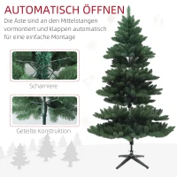 HOMCOM Kunstkerstboom 180 cm, Brede Kunstspar met 880 takken, Kerstboom met inklapbare stalen voet, Kerstdecoratie inclusief metalen standaard voor binnen(m-7)