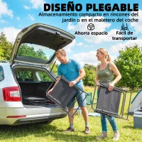 Outsunny Pack de 4 Sillas de Camping Plegables con Respaldo Alto Asiento Ancho y Reposabrazos Tela Textilene Transpirable Negro(m-4)