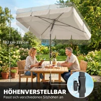 Outsunny Parasol 183 x 122 cm, waterafstotend balkonparasol met 3-voudige kanteling, met 8 ribben, beige(m-4)