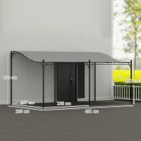 Outsunny 3 x 5 m Pergola, Flexibles Gartendach mit wasserfester Plane und Metallrahmen, Schattenspender, Dunkelgrau(m-3)