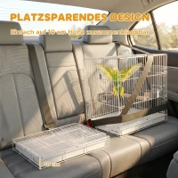 PawHut Tragbarer faltbarer Vogelkäfig für Reisen, mit Sitzstange aus Holz und Edelstahlschalen, geeignet für kleine Vögel(m-5)