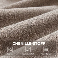 HOMCOM Moderne accentstoel, chenille fauteuil met hoogdicht schuim, ergonomische rugleuning, metalen poten, lichtbruin(m-5)