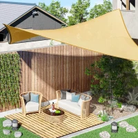 Outsunny Toldo Vela Rectangular 4x3 m Vela de Sombra para Jardín Patio Terraza HDPE Anti UV y Transpirable Color Arena(m-10)