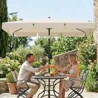 Outsunny Ombrellone Rettangolare con 3 Inclinazioni, in Metallo e Poliestere, 183x122x222 cm, Beige(m-10)