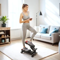 SPORTNOW Mini-stepper, compact stepperapparaat voor workouts, fitness-stepper met LCD-monitor en antislippedalen, zwart(m-2)