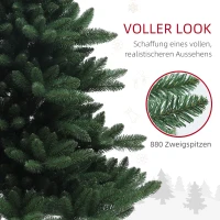 HOMCOM Kunstkerstboom 180 cm, Brede Kunstspar met 880 takken, Kerstboom met inklapbare stalen voet, Kerstdecoratie inclusief metalen standaard voor binnen(m-6)