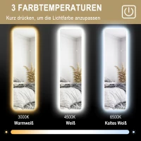 HOMCOM LED Ganzkörperspiegel, touch-bediening, dimbaar, frameloos, 40 x 150 cm(m-6)