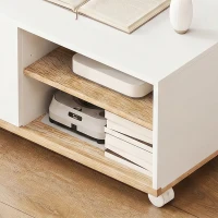 HOMCOM TV-meubel op wielen met remmen, tv-meubel met kast en verstelbare plank, wit en eiken(m-11)