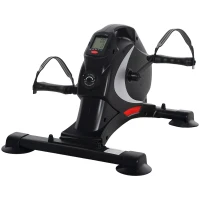 SPORTNOW Mini-trainingswiel, voetpedaaltrainer, trainingsapparaat met 8 weerstandsniveaus, LCD-display, metaal, kunststof, zwart(m-1)