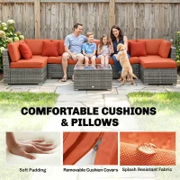 Outsunny Eight-Piece Rattan Sofa Set - Orange/Grey(m-7)