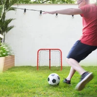 HOMCOM Fußball Rebounder-Netz, klappbar, Rückprallwand, Verstellbar in 5 Stufen, Metall, 78 x 84 x 65-78 cm, Rot(m-2)