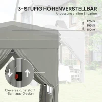 Outsunny 2,5 x 2,5 m Pop-up-Pavillon mit Seitenwänden und Tragetasche, UPF50+ höhenverstellbares Gartenzelt, Hellgrau(m-5)