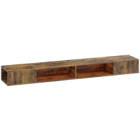 HOMCOM Wall Mounted TV Stand with RGB LED Lights, Floating Entertainment Centre for 75 Inch TV, Rustic Brown