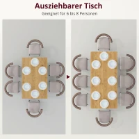 HOMCOM Uitschuifbare eettafel, uitbreidbare tafel voor 6-8 personen, keukentafel met stevige stalen poten(m-4)