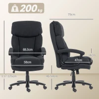 HOMCOM Poltrona da ufficio ergonomica da ufficio in tessuto con schienale alto, nero(m-3)