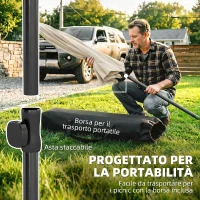 Outsunny Ombrellone Rettangolare con 3 Inclinazioni, in Metallo e Poliestere, 183x122x222 cm, Beige(m-6)