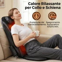 HOMCOM Sedile Massaggiante con Calore, Shiatsu e Impastamento per Schiena, Vibrazione per Fianchi e Cosce, Nero(m-6)