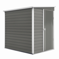 Outsunny Metalen Tuinhuis 2,3m² 142x184x181cm – Tuinschuur met Fundament, Lessenaarsdak, Raam, Slot & Handschoenen – Weerbestendig Gereedschapshuis voor Achtertuin – Lichtgrijs