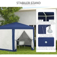 Outsunny Gartenpavillon, 6-eckig, Netzvorhänge, Metallgestell, 3,94x3,412x2,5m, Blau(m-6)