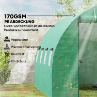 Outsunny Polytunnelkas met kunststofbedekking en stalen frame, betreebare kas met oprolbare deuren, groen(m-4)