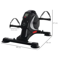 SPORTNOW Mini-trainingswiel, voetpedaaltrainer, trainingsapparaat met 8 weerstandsniveaus, LCD-display, metaal, kunststof, zwart(m-3)