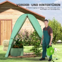 Outsunny Bogen-Gewächshaus mit Sandsäcken und Kunststoff-Abdeckung, 2 Rolltüren, Netzfenster, tragbar, 1,8 x 1,8 x 2 m, Grün(m-6)