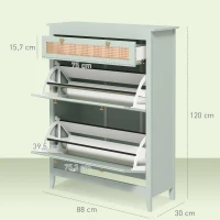 HOMCOM Schuhschrank für 12 Paar Schuhe, mit 1 ausziehbaren Schublade, 2 Flip-Schubladen, Schuhkommode, 88 x 30 x 120 cm, Grün(m-3)