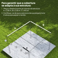Outsunny Telhado de Reposição Retrátil 3x2,5 m para Estrutura de 3x2 m Tecido Apenas para Pérgola Jardim com 8 Orifícios Castanho(m-4)