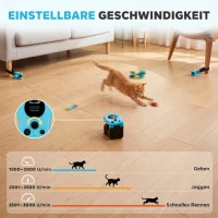 PawHut Automatisches/Ferngesteuertes Katzenspielzeug mit einstellbare Geschwindigkeit anpassbaren Laufwegen Schwarz(m-6)