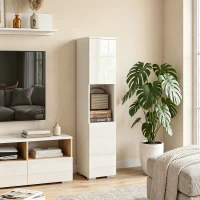 HOMCOM Mobile Multimediale Slim a 5 Ripiani con Ripiani Regolabili, Bianco(m-10)